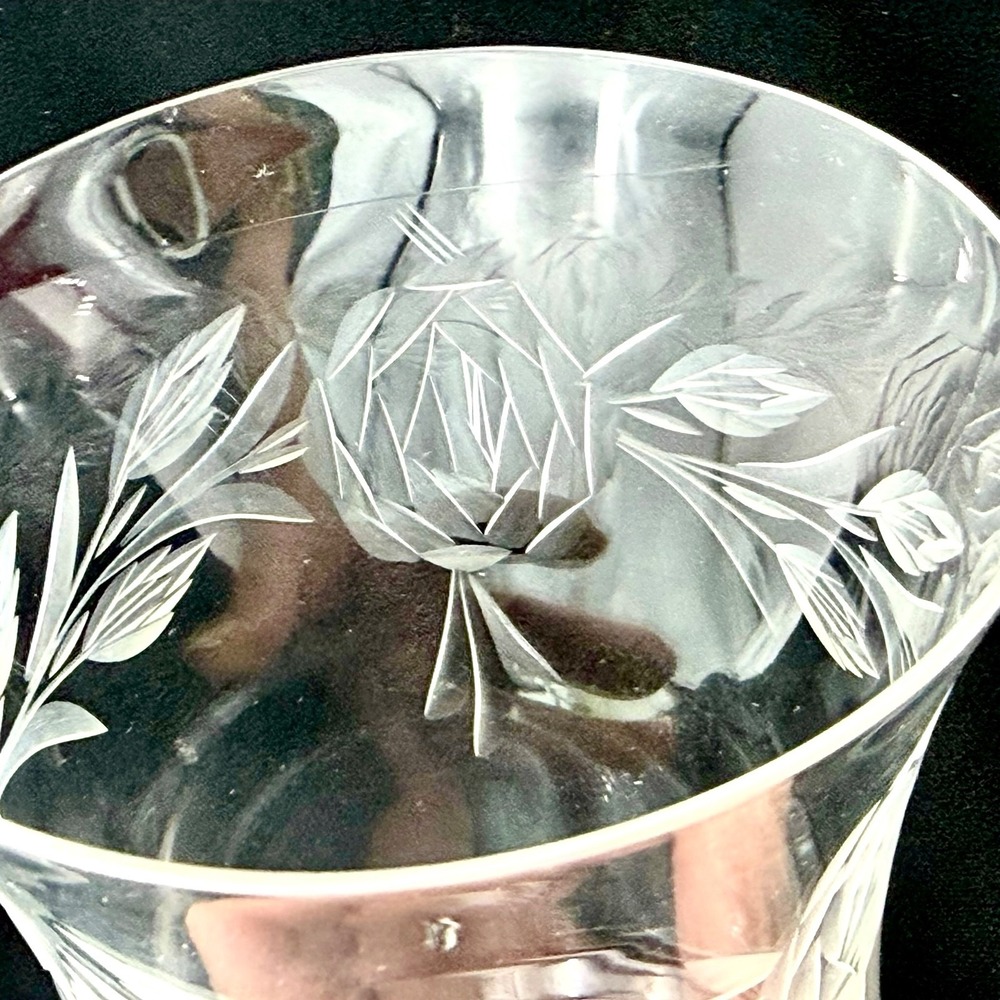 VTG Glastonbury-Lotus Arbor Rose Cut Crystal Rocks Lowball Tumblers Set 4 USA